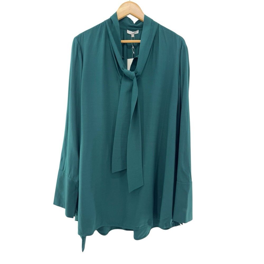Layeur By The Modist Baxter Tie‎ Neck And Sleeve Top NWT XXL Emerald Green Silky